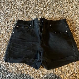 Madewell black high-rise denim shorts